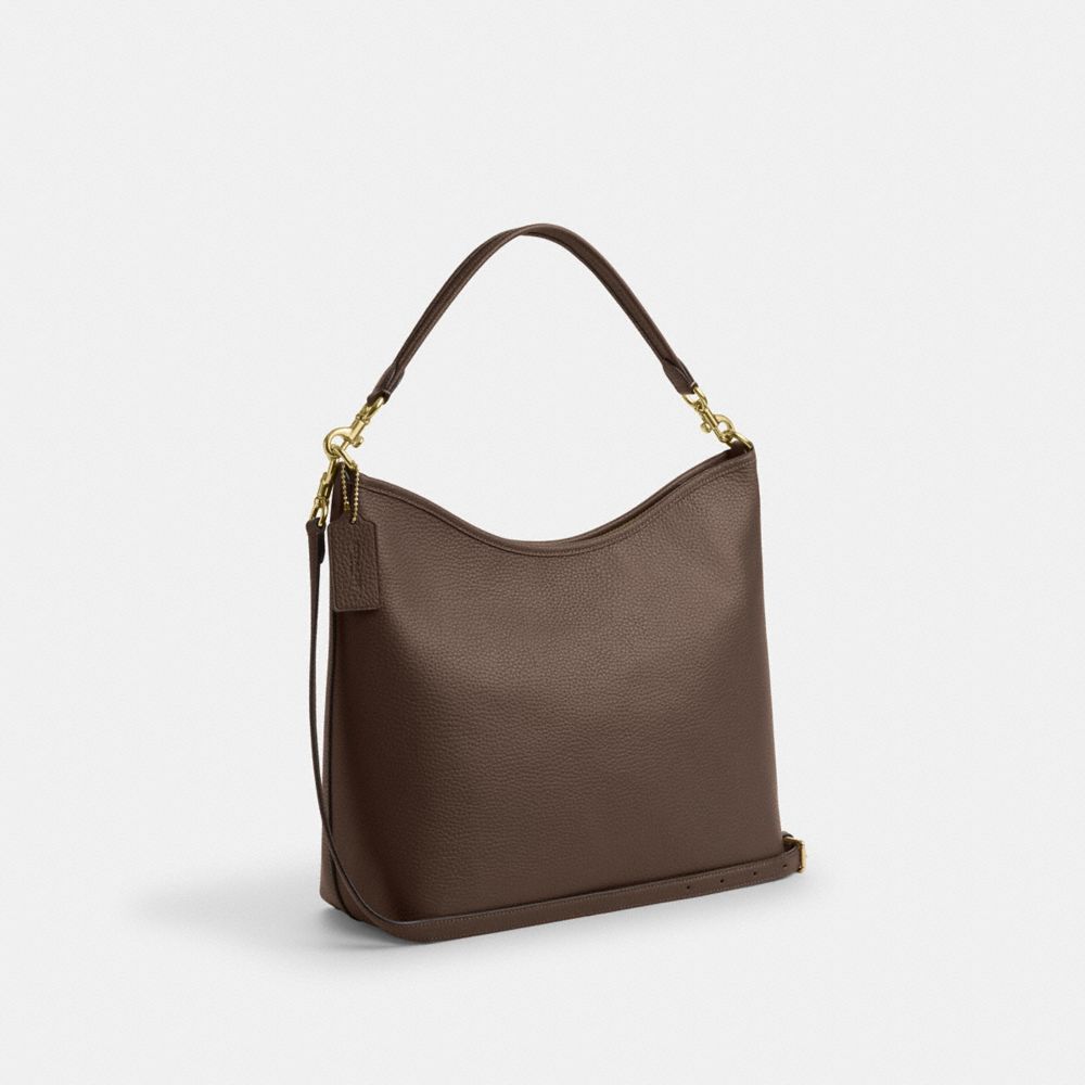 Laurel Large Shoulder Bag Pebbled Leather-Gold-Dark Stone Pebbled Leather-Gold-Dark Stone