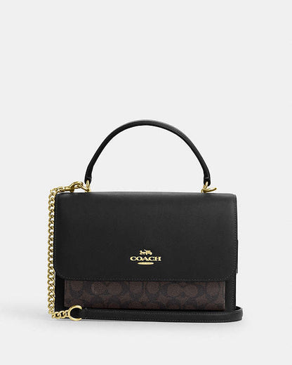 Klare Top Handle Bag In Signature Canvas Gold-Walnut-Black Gold-Walnut-Black