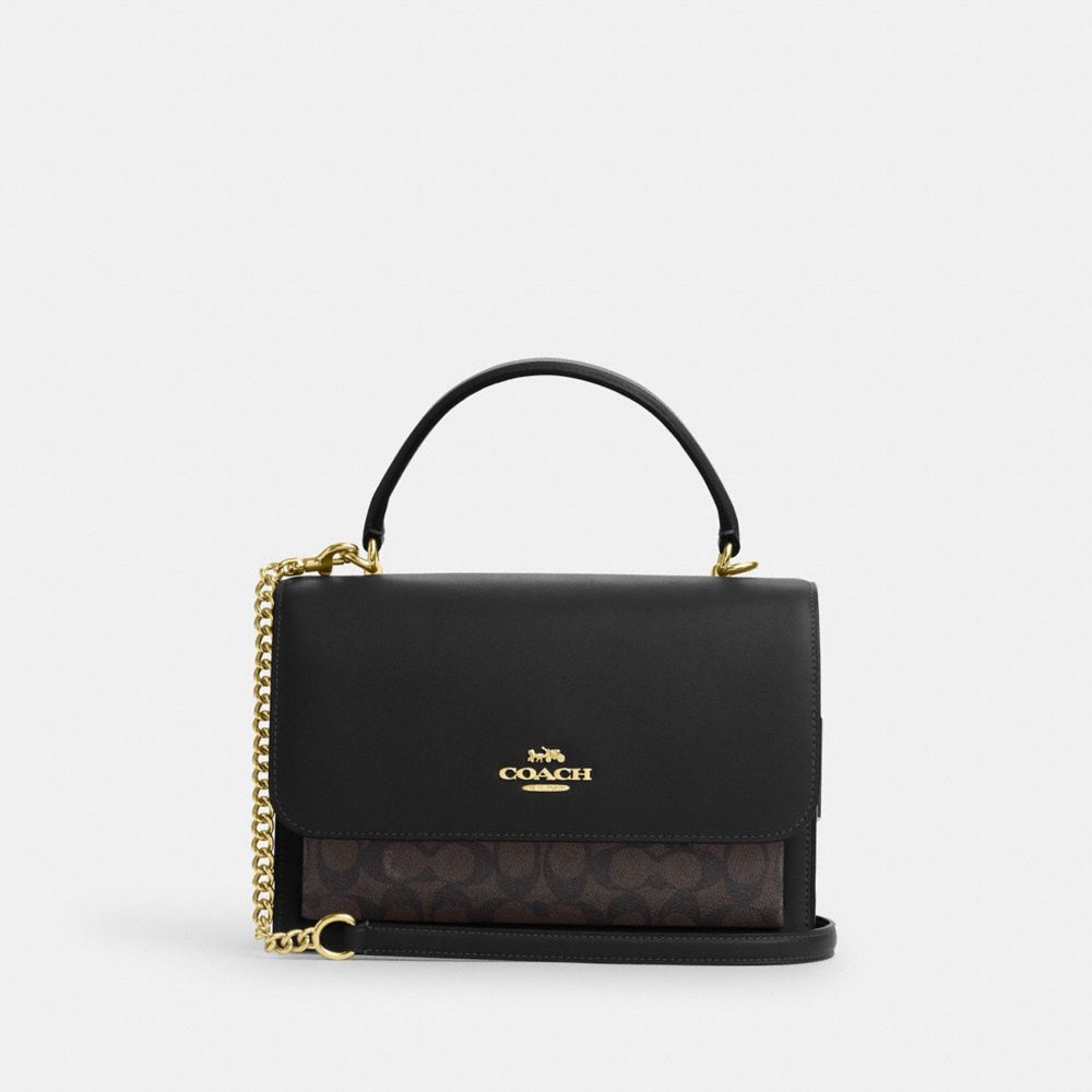 Klare Top Handle Bag In Signature Canvas Gold-Walnut-Black Gold-Walnut-Black