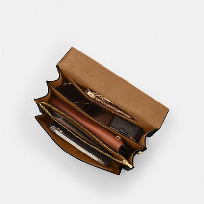 Klare Top Handle Bag In Signature Canvas Gold-Walnut-Black Gold-Walnut-Black