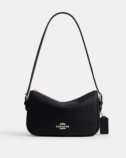 Kailey Shoulder Bag Pebbled Leather-Gold-Black Pebbled Leather-Gold-Black