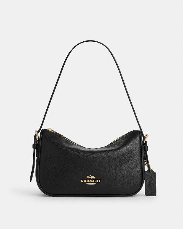 Kailey Shoulder Bag Pebbled Leather-Gold-Black Pebbled Leather-Gold-Black