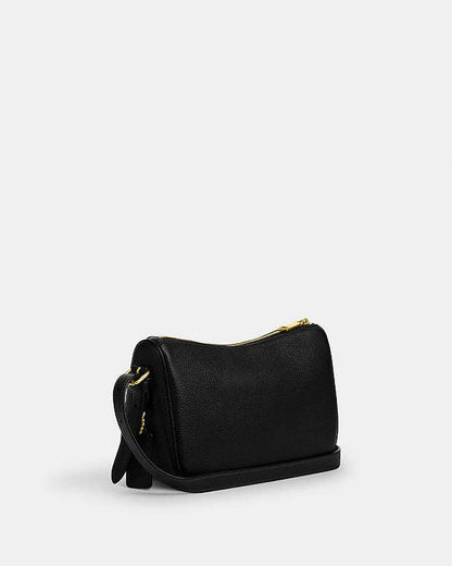 Kailey Shoulder Bag Pebbled Leather-Gold-Black Pebbled Leather-Gold-Black