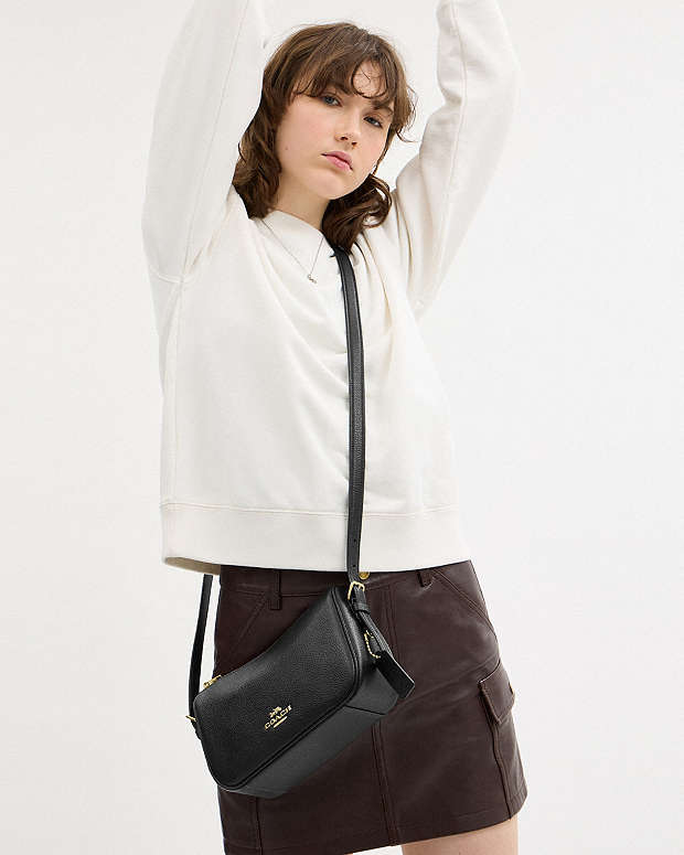 Kailey Shoulder Bag Pebbled Leather-Gold-Black Pebbled Leather-Gold-Black