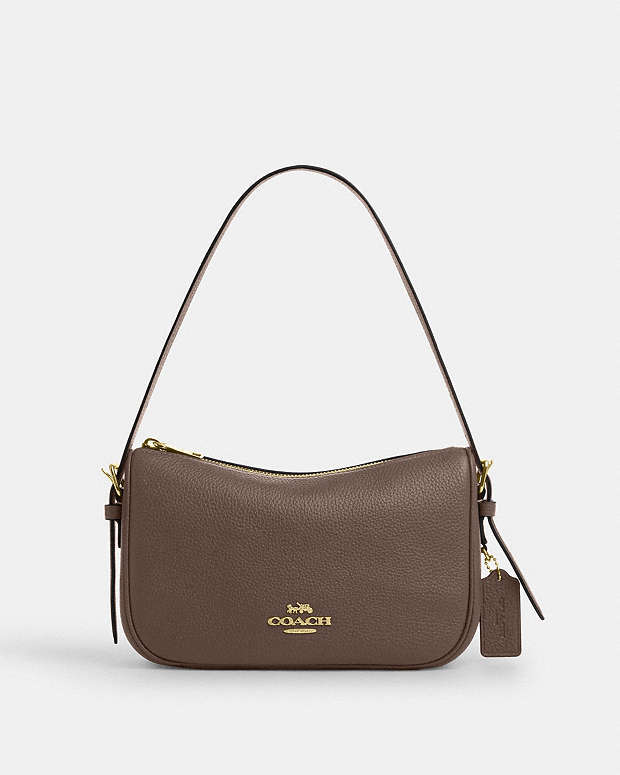 Kailey Shoulder Bag Pebbled Leather-Gold-Dark Stone Pebbled Leather-Gold-Dark Stone