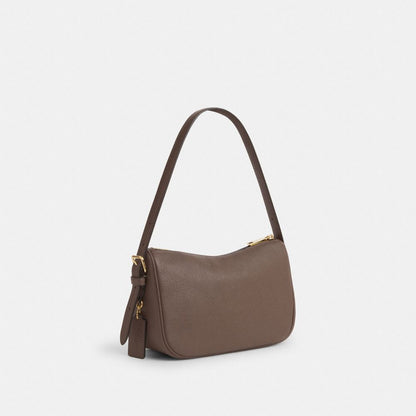 Kailey Shoulder Bag Pebbled Leather-Gold-Dark Stone Pebbled Leather-Gold-Dark Stone