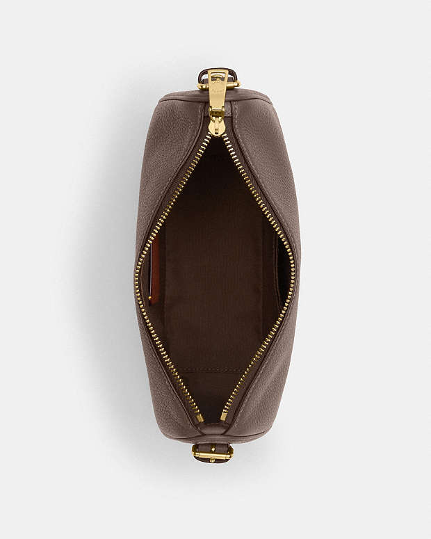 Kailey Shoulder Bag Pebbled Leather-Gold-Dark Stone Pebbled Leather-Gold-Dark Stone