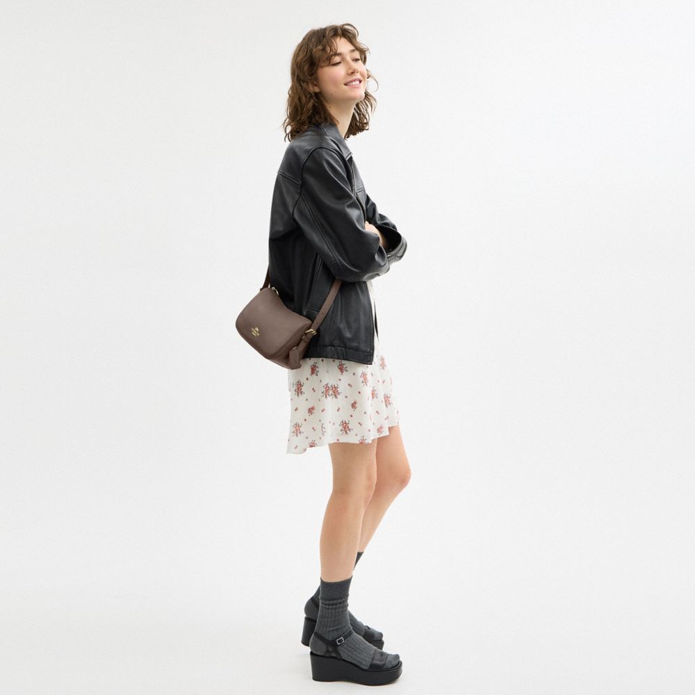 Kailey Shoulder Bag Pebbled Leather-Gold-Dark Stone Pebbled Leather-Gold-Dark Stone