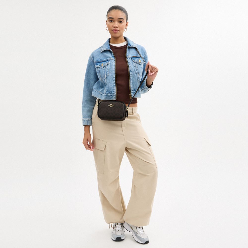 Mini Jamie Camera Bag In Signature Canvas Signature Canvas-Gold-Walnut-Black Signature Canvas-Gold-Walnut-Black