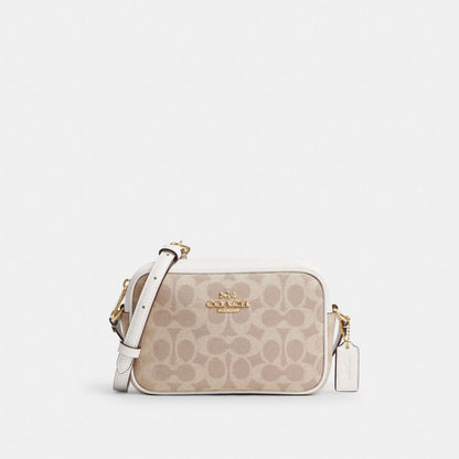 Coach Mini Jamie Camera Bag In Signature Canvas Gold Sand Chalk