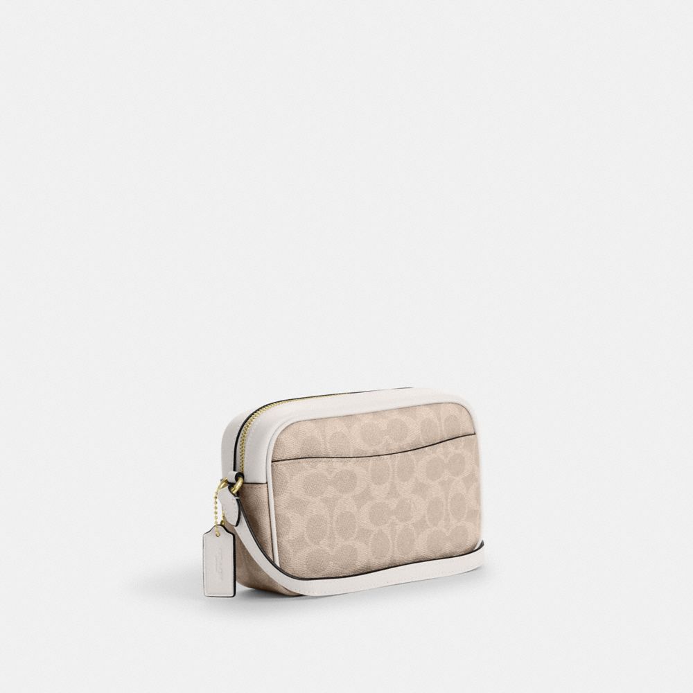 Coach Mini Jamie Camera Bag In Signature Canvas Gold Sand Chalk