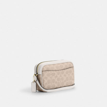 Coach Mini Jamie Camera Bag In Signature Canvas Gold Sand Chalk