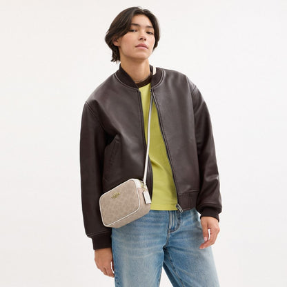 Coach Mini Jamie Camera Bag In Signature Canvas Gold Sand Chalk