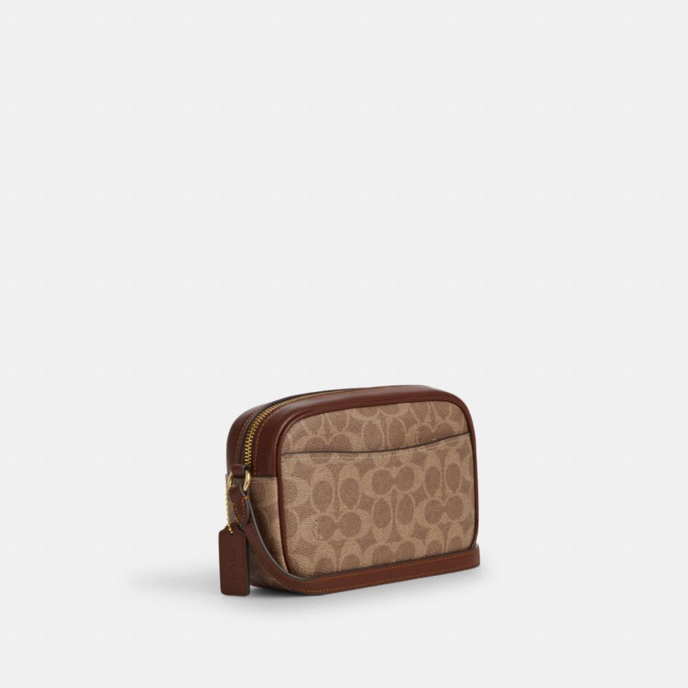 Coach Mini Jamie Camera Bag In Signature Canvas Gold Tan Brown