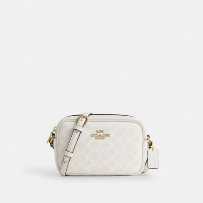 Coach Mini Jamie Camera Bag In Signature Canvas Gold White Chalk