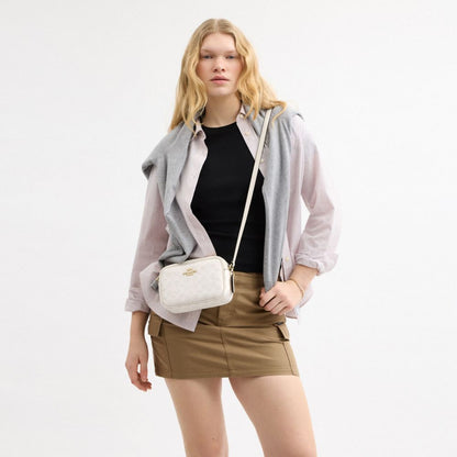 Coach Mini Jamie Camera Bag In Signature Canvas Gold White Chalk