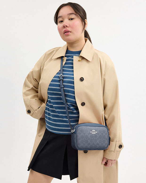 Mini Jamie Camera Bag In Signature Canvas Signature Canvas-Silver-Chambray Signature Canvas-Silver-Chambray