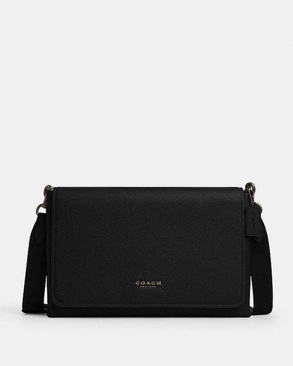 Caleb Messenger Bag Pebbled Leather-Gunmetal-Black Pebbled Leather-Gunmetal-Black