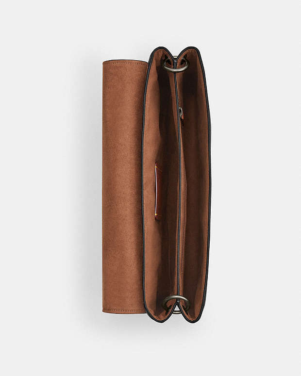 Caleb Messenger Bag Pebbled Leather-Gunmetal-Black Pebbled Leather-Gunmetal-Black