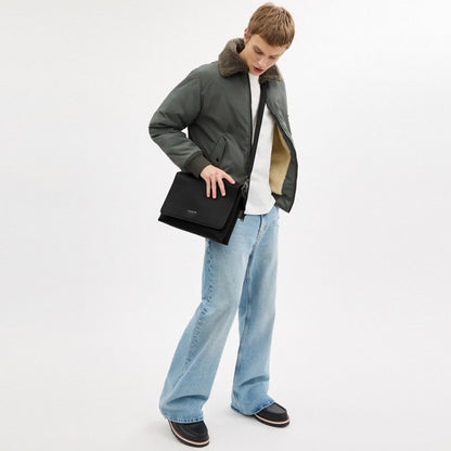 Coach Caleb Messenger Bag Gunmetal Black