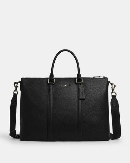 Caleb Work Bag Pebbled Leather-Gunmetal-Black Pebbled Leather-Gunmetal-Black