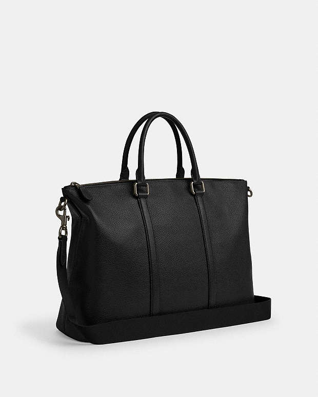 Caleb Work Bag Pebbled Leather-Gunmetal-Black Pebbled Leather-Gunmetal-Black