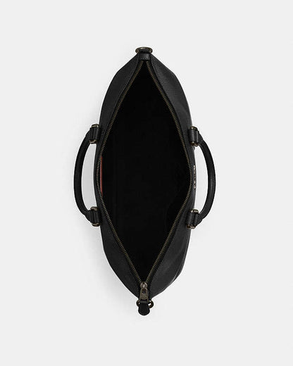 Caleb Work Bag Pebbled Leather-Gunmetal-Black Pebbled Leather-Gunmetal-Black