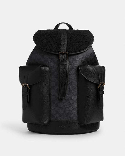 Warner Backpack In Signature Canvas Black Copper-Charcoal-Black Black Copper-Charcoal-Black