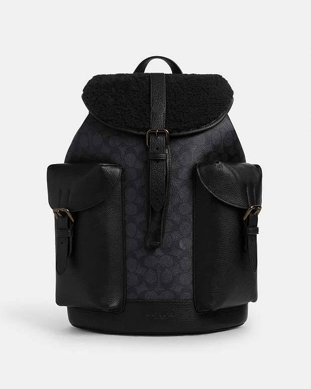 Warner Backpack In Signature Canvas Black Copper-Charcoal-Black Black Copper-Charcoal-Black