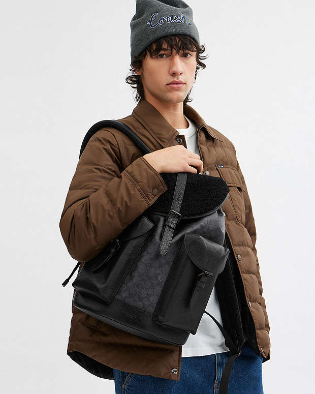 Warner Backpack In Signature Canvas Black Copper-Charcoal-Black Black Copper-Charcoal-Black