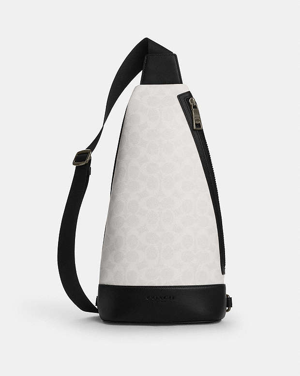 Dominic Sling Pack In Signature Canvas Signature Canvas-Gunmetal-Chalk-Black Signature Canvas-Gunmetal-Chalk-Black