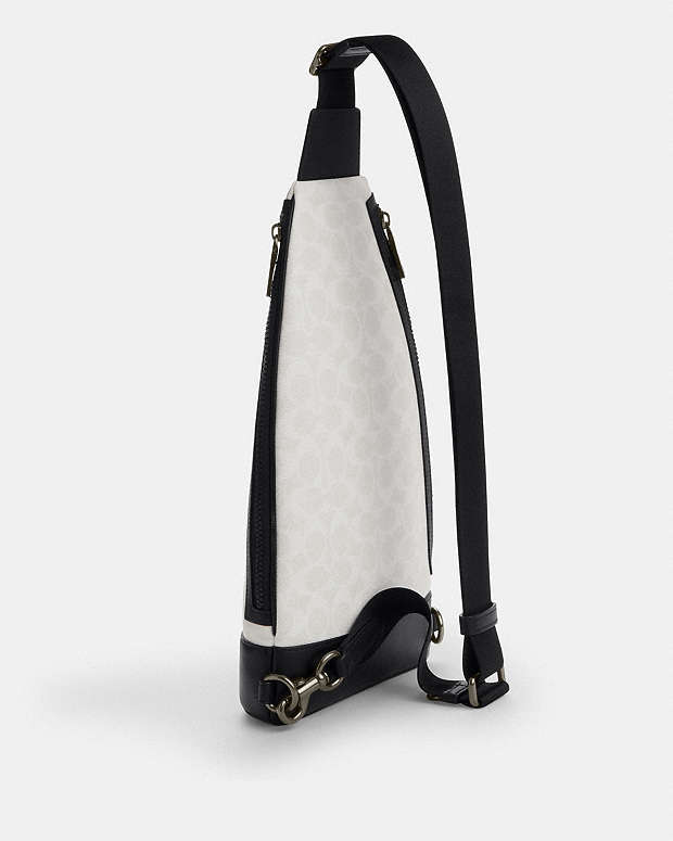 Dominic Sling Pack In Signature Canvas Signature Canvas-Gunmetal-Chalk-Black Signature Canvas-Gunmetal-Chalk-Black