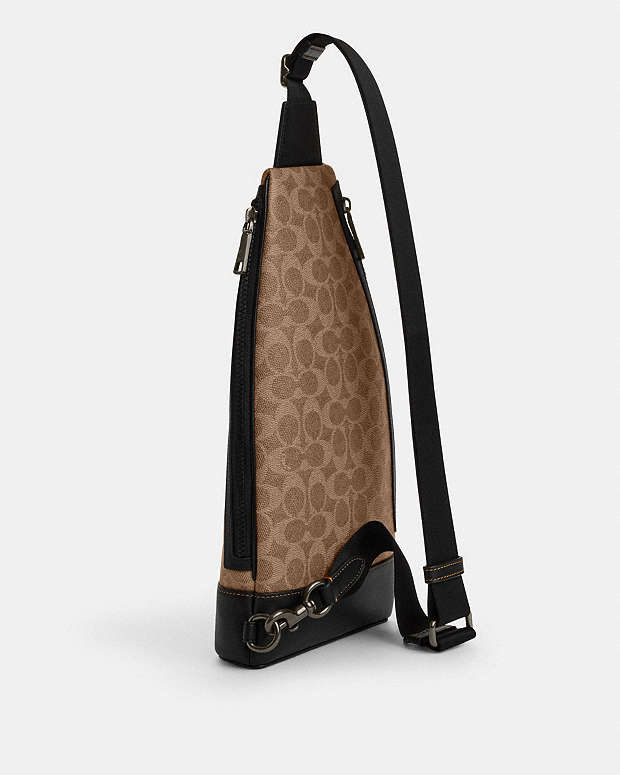 Dominic Sling Pack In Signature Canvas Signature Canvas-Qb-Tan-Black Signature Canvas-Qb-Tan-Black