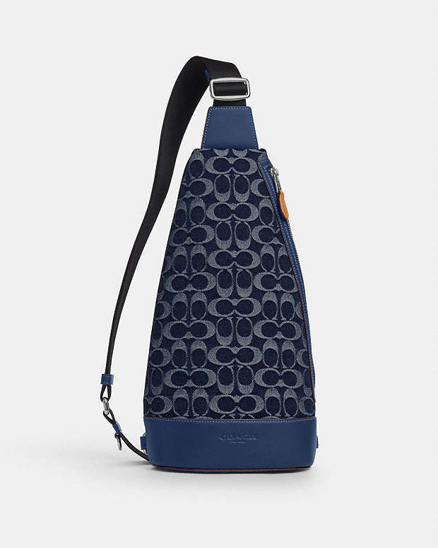 Dominic Sling Pack In Signature Denim Denim-Silver-Denim-Deep Blue Denim-Silver-Denim-Deep Blue