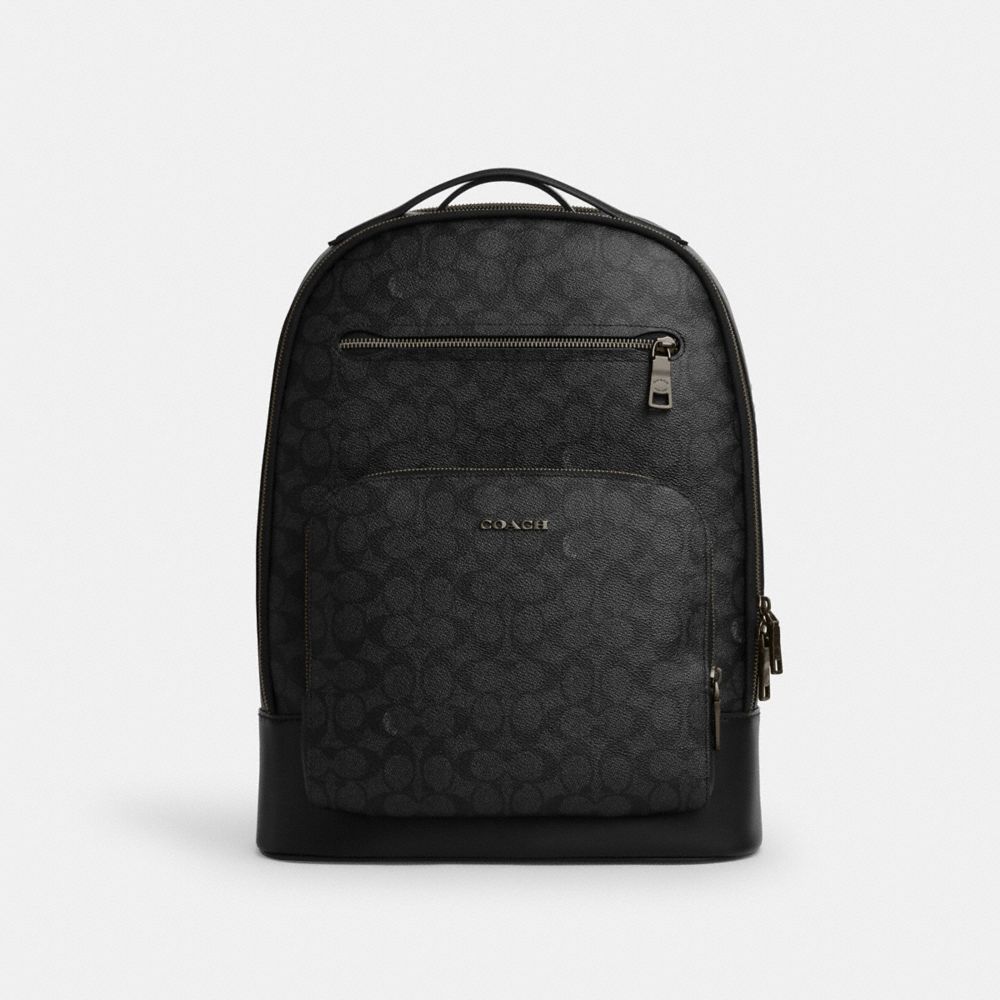 Coach Ethan Backpack In Signature Canvas Gunmetal Charcoal Black