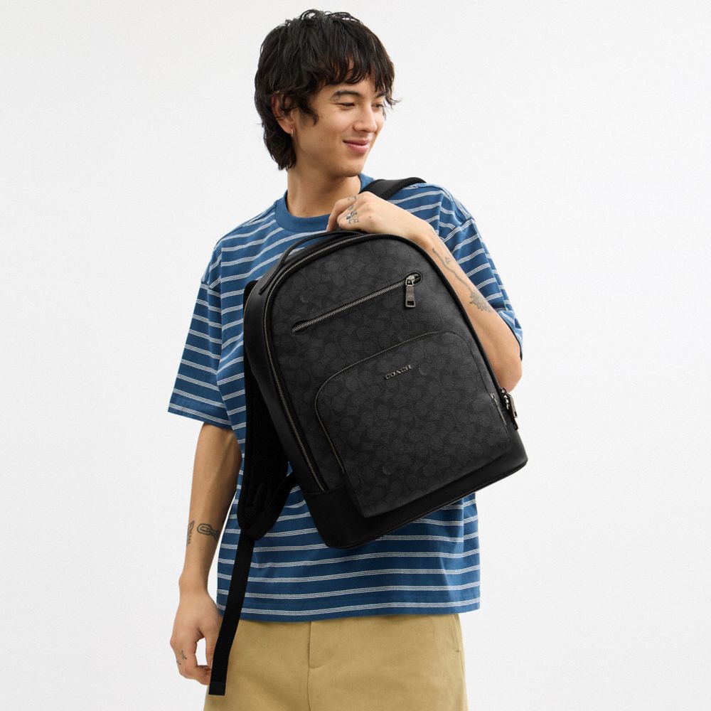 Coach Ethan Backpack In Signature Canvas Gunmetal Charcoal Black