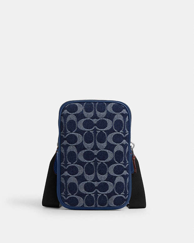 Aden Crossbody Bag In Signature Denim Silver-Denim-Deep Blue Silver-Denim-Deep Blue