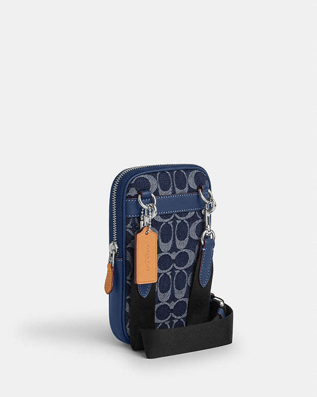 Aden Crossbody Bag In Signature Denim Denim-Silver-Denim-Deep Blue Denim-Silver-Denim-Deep Blue