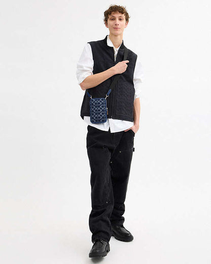 Aden Crossbody Bag In Signature Denim Denim-Silver-Denim-Deep Blue Denim-Silver-Denim-Deep Blue