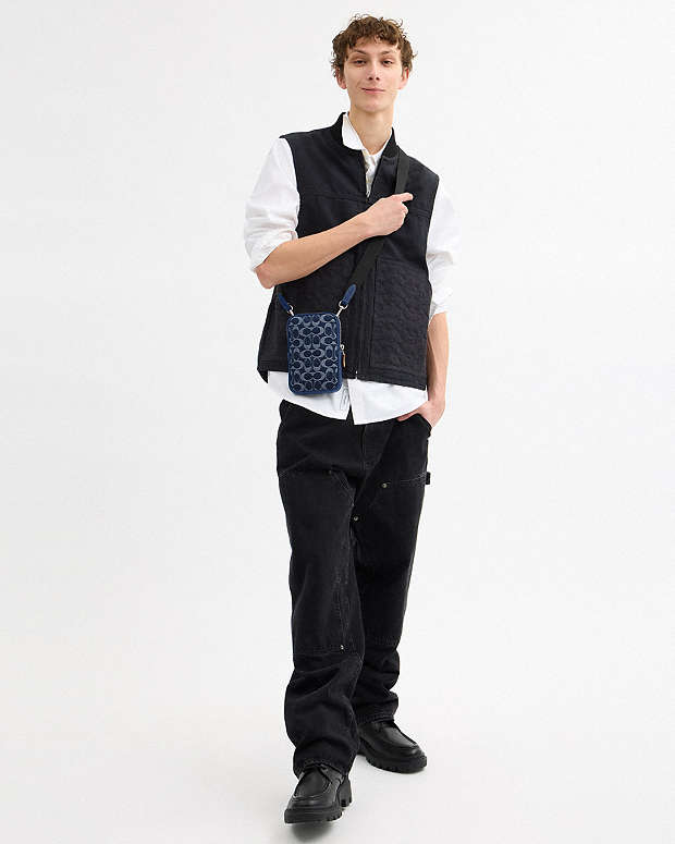 Aden Crossbody Bag In Signature Denim Denim-Silver-Denim-Deep Blue Denim-Silver-Denim-Deep Blue