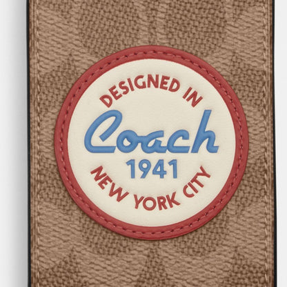 Coach Luggage Tag In Signature Canvas With Patches Gunmetal Tan Multi