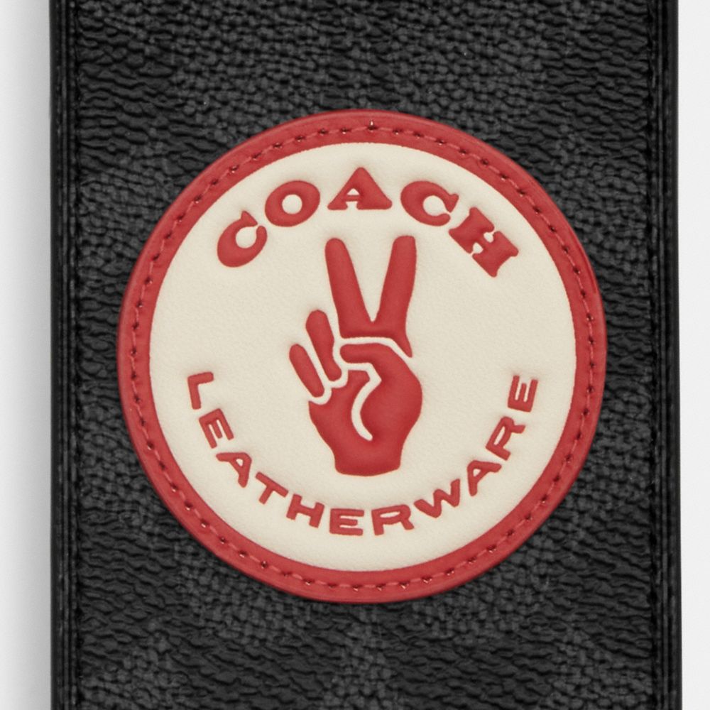 Luggage Tag In Signature Canvas With Patches Signature Canvas-Gunmetal-Charcoal Multi Signature Canvas-Gunmetal-Charcoal Multi