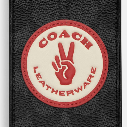 Luggage Tag In Signature Canvas With Patches Signature Canvas-Gunmetal-Charcoal Multi Signature Canvas-Gunmetal-Charcoal Multi