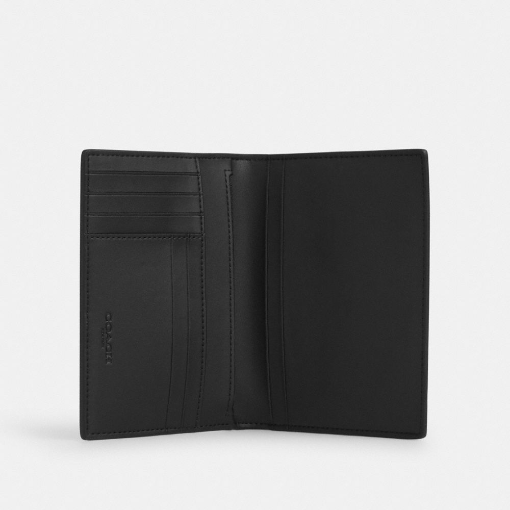 Coach Passport Card Case In Signature Canvas With Patches Gunmetal Tan Multi