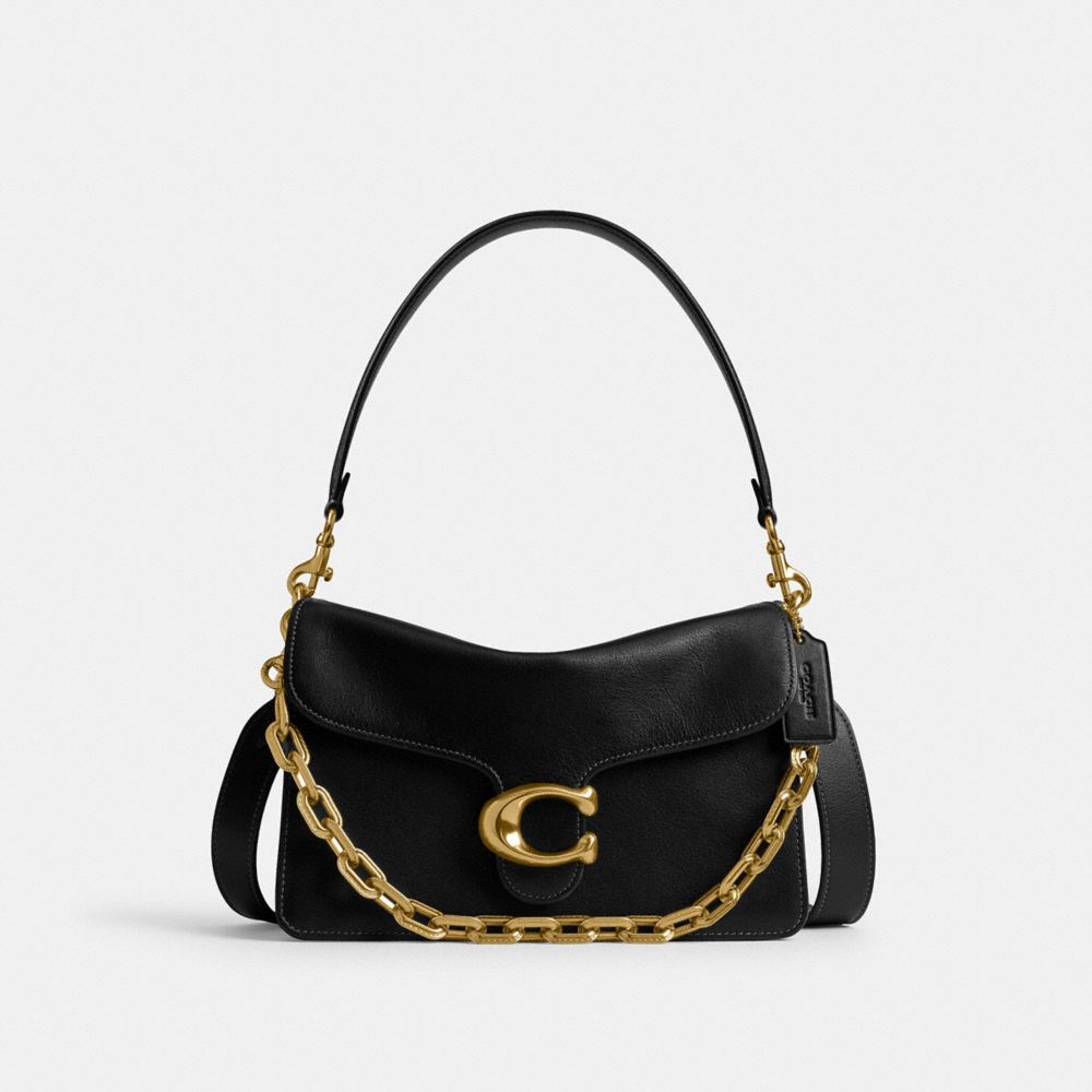 Coach Chain Tabby Shoulder Bag Brass Black