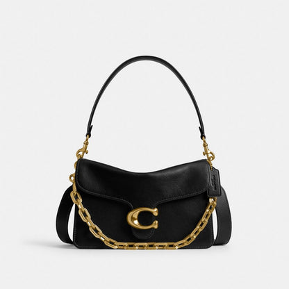 Coach Chain Tabby Shoulder Bag Brass Black