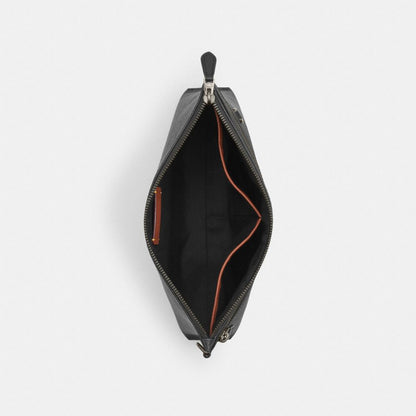 Coach Carry All Pouch In Signature Canvas Gunmetal Charcoal Black