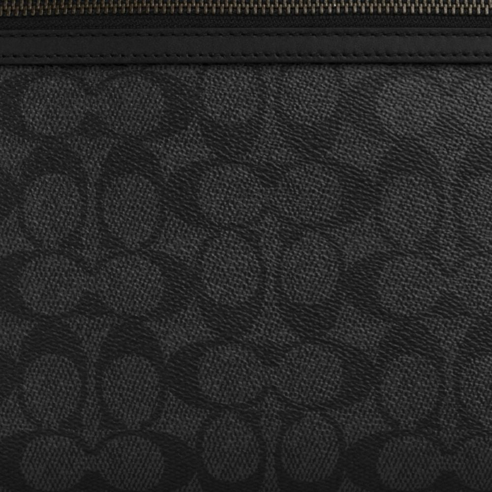 Coach Carry All Pouch In Signature Canvas Gunmetal Charcoal Black