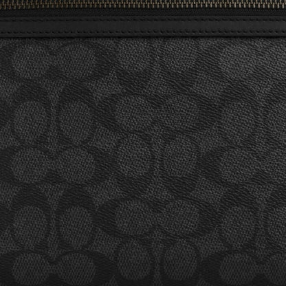 Coach Carry All Pouch In Signature Canvas Gunmetal Charcoal Black