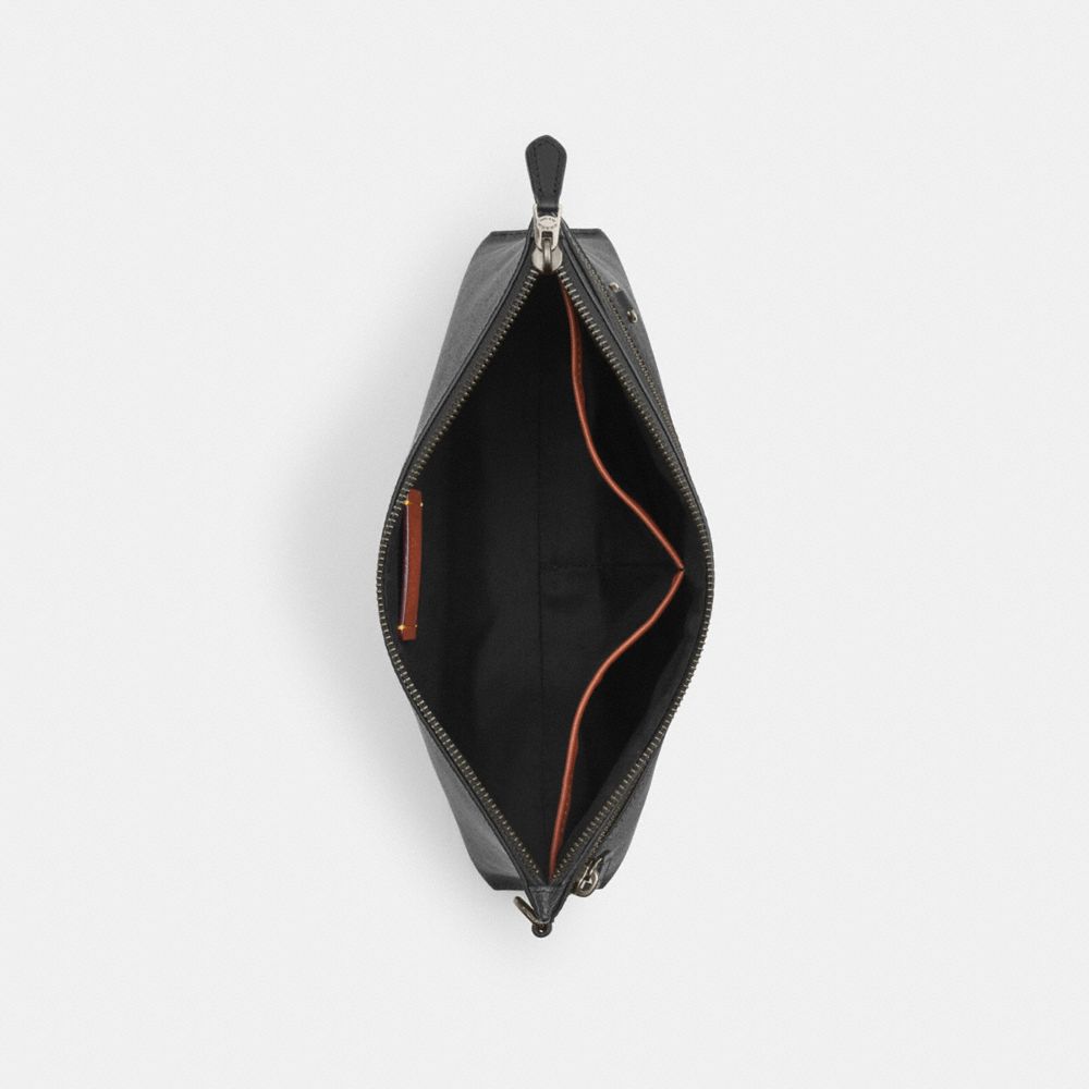 Coach Carry All Pouch In Signature Canvas Gunmetal Charcoal Black